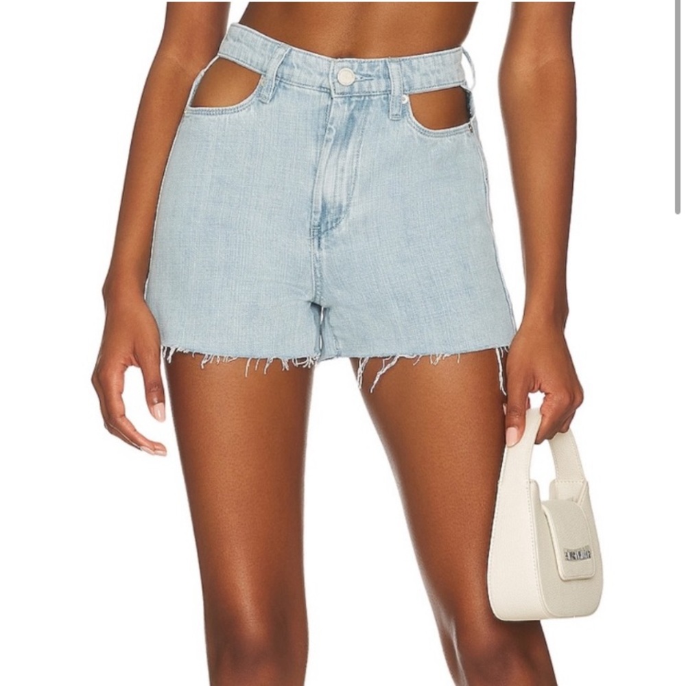 Blank NYC High Rise Cut Out Light Wash Denim Shorts NWT